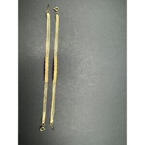 Vintage Lot of 2 WW Signed 3 Strand Link Chain Bar Gold Tone ID Bracelet